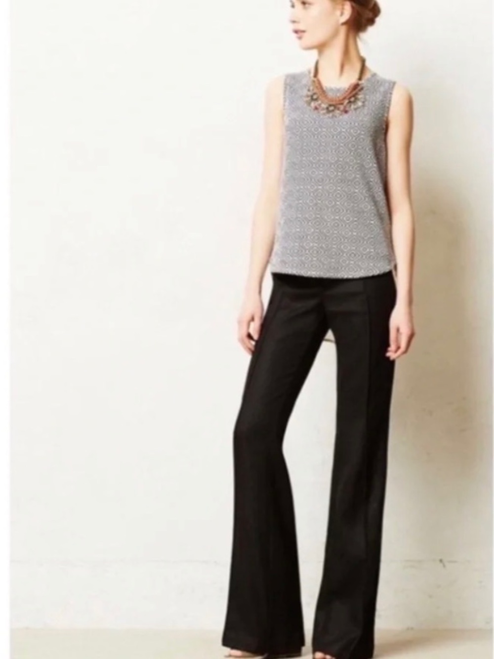 Anthropologie Elevenses Brighton Black Side Button Midrise Trouser Pant NWT SZ 4 - Picture 3 of 14
